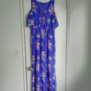 Maxidress, Off the shoulder, violet floral print